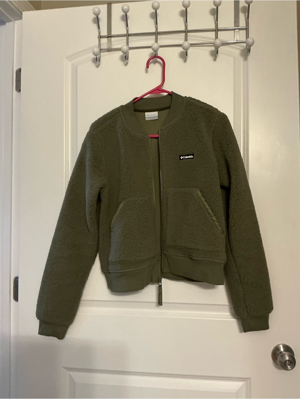 Columbia Womens Olive Green Sherpa Bomber Jacket Size Medium